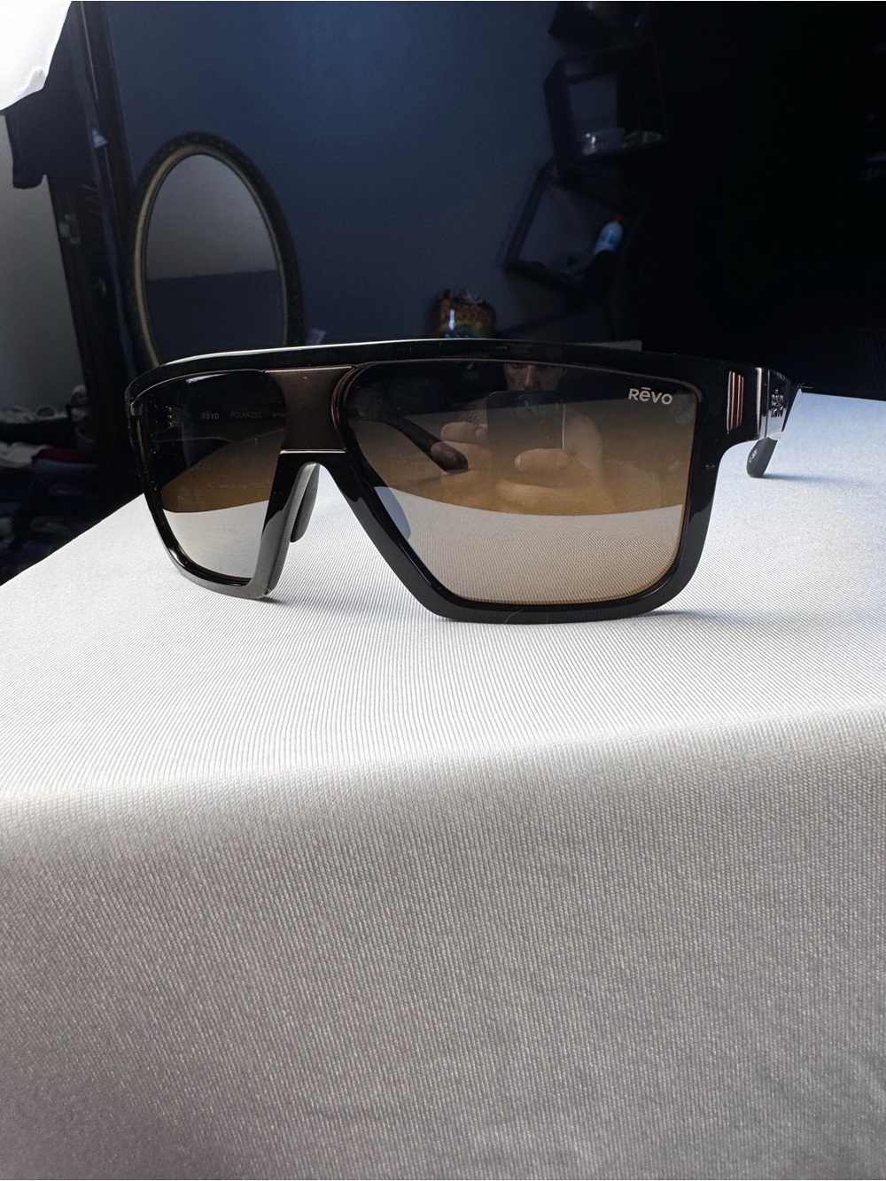 NEW! REVO Men's BLAZE Black Frame Sunglasses with Brown Gradient Lenses